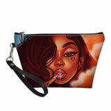 FORUDESIGNS Cute Make Up Bags afro girls Melanin Poppin pattern Cosmetic Cases Ladies Makeup Pouch Females Cosmetic Bags 2021