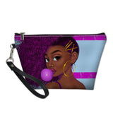 FORUDESIGNS Cute Make Up Bags afro girls Melanin Poppin pattern Cosmetic Cases Ladies Makeup Pouch Females Cosmetic Bags 2021