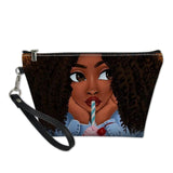 FORUDESIGNS Cute Make Up Bags afro girls Melanin Poppin pattern Cosmetic Cases Ladies Makeup Pouch Females Cosmetic Bags 2021