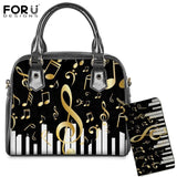 FORUDESIGNS Brand Designer 3D piano Pattern Ladies 2PCS Handbag&Purse Set Female Luxury Shoulder Tote Bags Femme Casual Had Bags