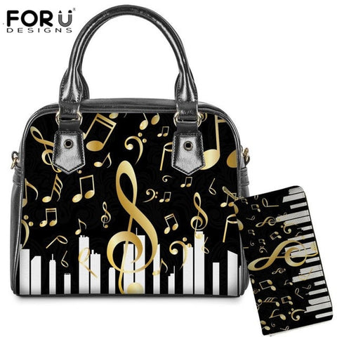 FORUDESIGNS Brand Designer 3D piano Pattern Ladies 2PCS Handbag&Purse Set Female Luxury Shoulder Tote Bags Femme Casual Had Bags
