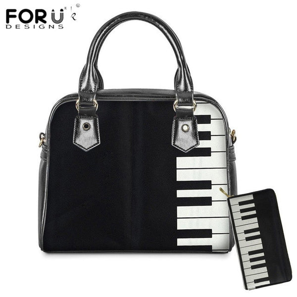 FORUDESIGNS Brand Designer 3D piano Pattern Ladies 2PCS Handbag&Purse Set Female Luxury Shoulder Tote Bags Femme Casual Had Bags