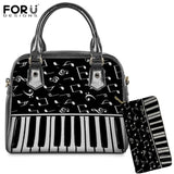 FORUDESIGNS Brand Designer 3D piano Pattern Ladies 2PCS Handbag&Purse Set Female Luxury Shoulder Tote Bags Femme Casual Had Bags