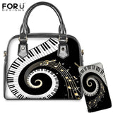 FORUDESIGNS Brand Designer 3D piano Pattern Ladies 2PCS Handbag&Purse Set Female Luxury Shoulder Tote Bags Femme Casual Had Bags