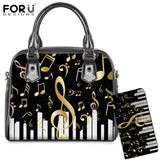 FORUDESIGNS Brand Designer 3D piano Pattern Ladies 2PCS Handbag&Purse Set Female Luxury Shoulder Tote Bags Femme Casual Had Bags