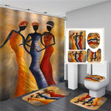 Vintage African Woman Shower curtain Set Bathroom Curtains Bath Carpet