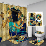 Vintage African Woman Shower curtain Set Bathroom Curtains Bath Carpet