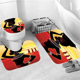 Vintage African Woman Shower curtain Set Bathroom Curtains Bath Carpet