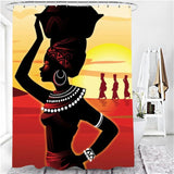 Vintage African Woman Shower curtain Set Bathroom Curtains Bath Carpet