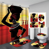 Vintage African Woman Shower curtain Set Bathroom Curtains Bath Carpet