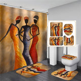 Vintage African Woman Shower curtain Set Bathroom Curtains Bath Carpet