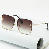 Lady Oversize Rimless Square Bee Sunglasses