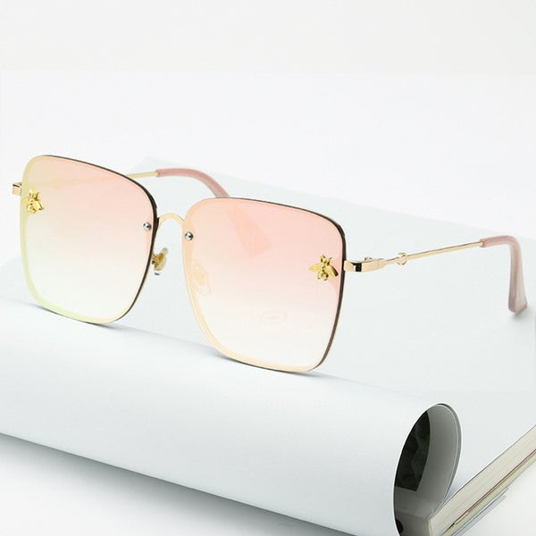 Lady Oversize Rimless Square Bee Sunglasses