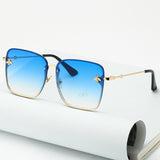 Lady Oversize Rimless Square Bee Sunglasses