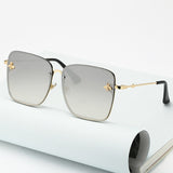 Lady Oversize Rimless Square Bee Sunglasses