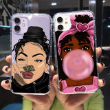 Melanin Poppin African Black Girl Clear Phone Case