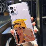 Melanin Poppin African Black Girl Clear Phone Case