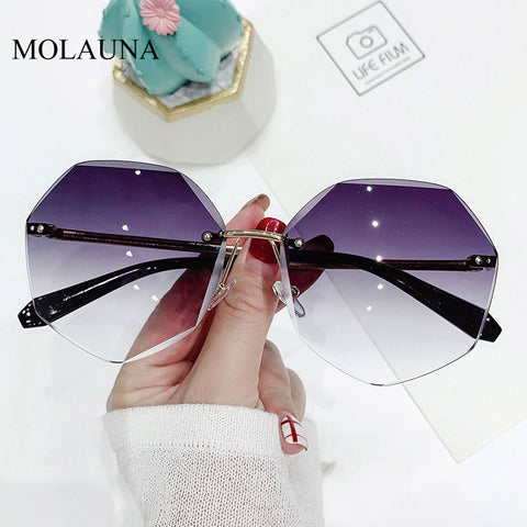Gradient Shades Cutting Lens Ladies Frameless Metal