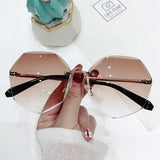 Gradient Shades Cutting Lens Ladies Frameless Metal