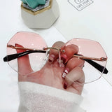 Gradient Shades Cutting Lens Ladies Frameless Metal