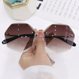 Gradient Shades Cutting Lens Ladies Frameless Metal