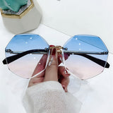 Gradient Shades Cutting Lens Ladies Frameless Metal