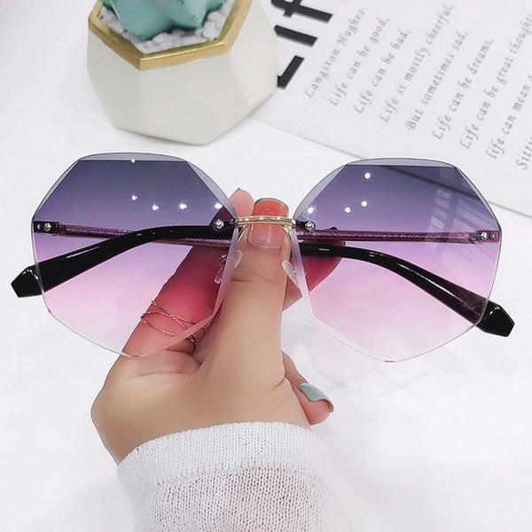 Gradient Shades Cutting Lens Ladies Frameless Metal
