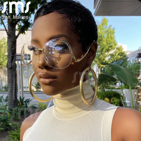 Oversized Rimless Women Vintage Square Sun Glasses