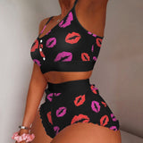2 Pieces Kawaii Strawberry Print Lady Sleepwear