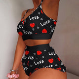 2 Pieces Kawaii Strawberry Print Lady Sleepwear