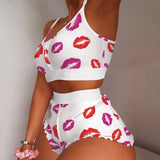 2 Pieces Kawaii Strawberry Print Lady Sleepwear