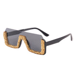 Diamond Semi-Rimless Square Sunglasses