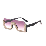 Diamond Semi-Rimless Square Sunglasses