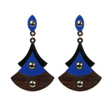 Mixed Material Fanshaped Wooden Earring