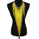 Resin Bead Handmade Long Tassel Statement Link Chain Choker Necklace