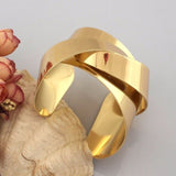 Warp Surface Alloy Opened Cuff Bangles Bracelets