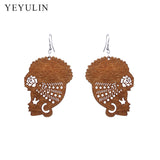 Wooden Ethnic style African Female Head Wrap Turban Shaped Earrings