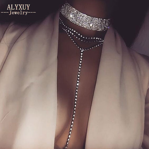 jewelry crystal stone Multiple layers choker necklace
