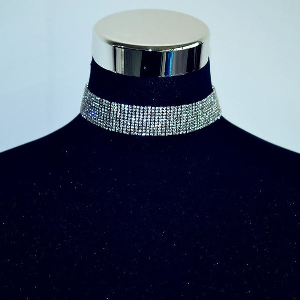 jewelry crystal stone Multiple layers choker necklace
