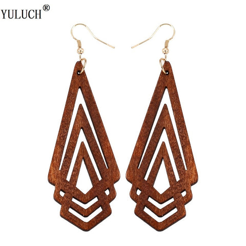 Natural Wooden Earrings Geometrica Hollow Triangle