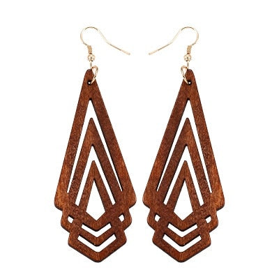 Natural Wooden Earrings Geometrica Hollow Triangle