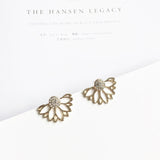 Crystal Flower drop Sided Gold Silver earrings