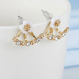 Crystal Flower drop Sided Gold Silver earrings