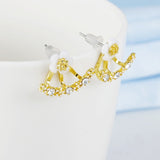 Crystal Flower drop Sided Gold Silver earrings