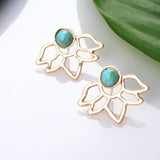 Crystal Flower drop Sided Gold Silver earrings