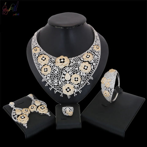 Africa  American Style Dubai Gold Color Crystal Jewelry Sets