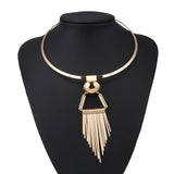 Tenande Punk Big Statement Stripe Triangle Tassel Necklace