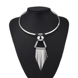 Tenande Punk Big Statement Stripe Triangle Tassel Necklace