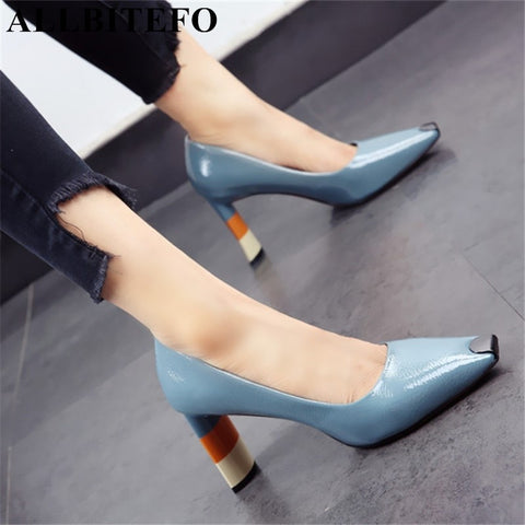 Colored heel fashion women high heel shoes