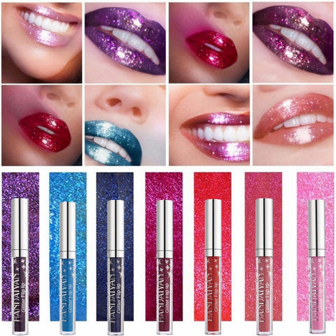 Lasting Waterproof Shimmer Shiny Red Lip Gloss Make Up Metallic Blue Purple Pink Liquid Li